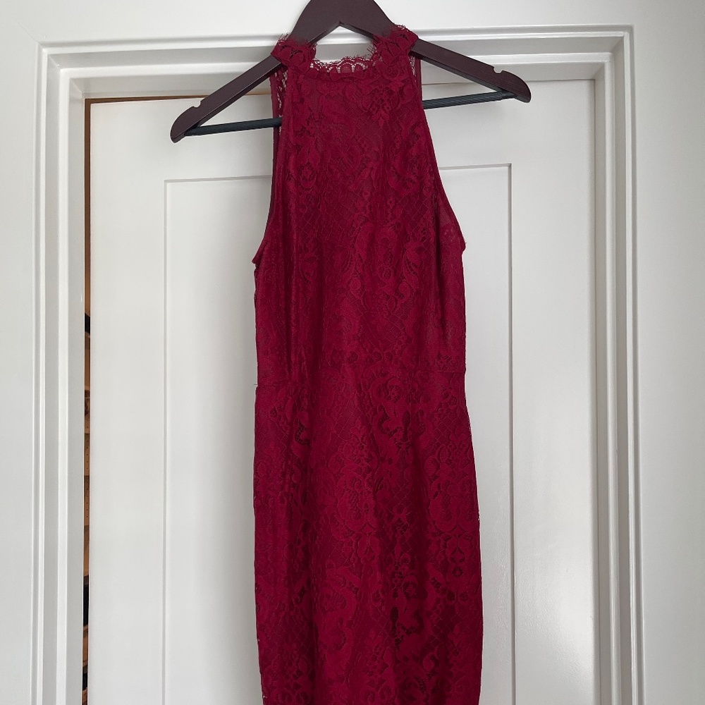 BB Dakota Cherie High Neck Lace Shift Dress